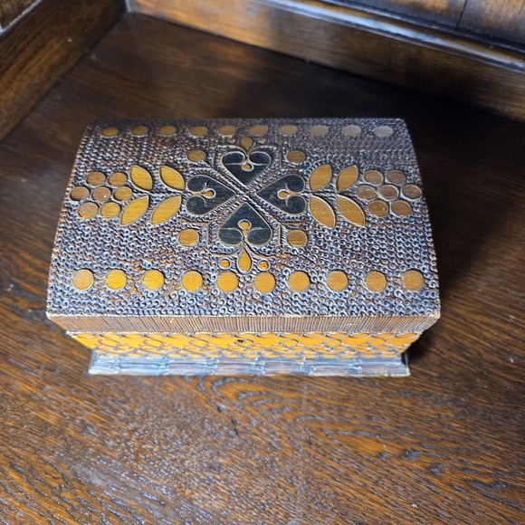 Decorative Gold and Brown Jewelry Box Wood Box - Picture 3 of 11